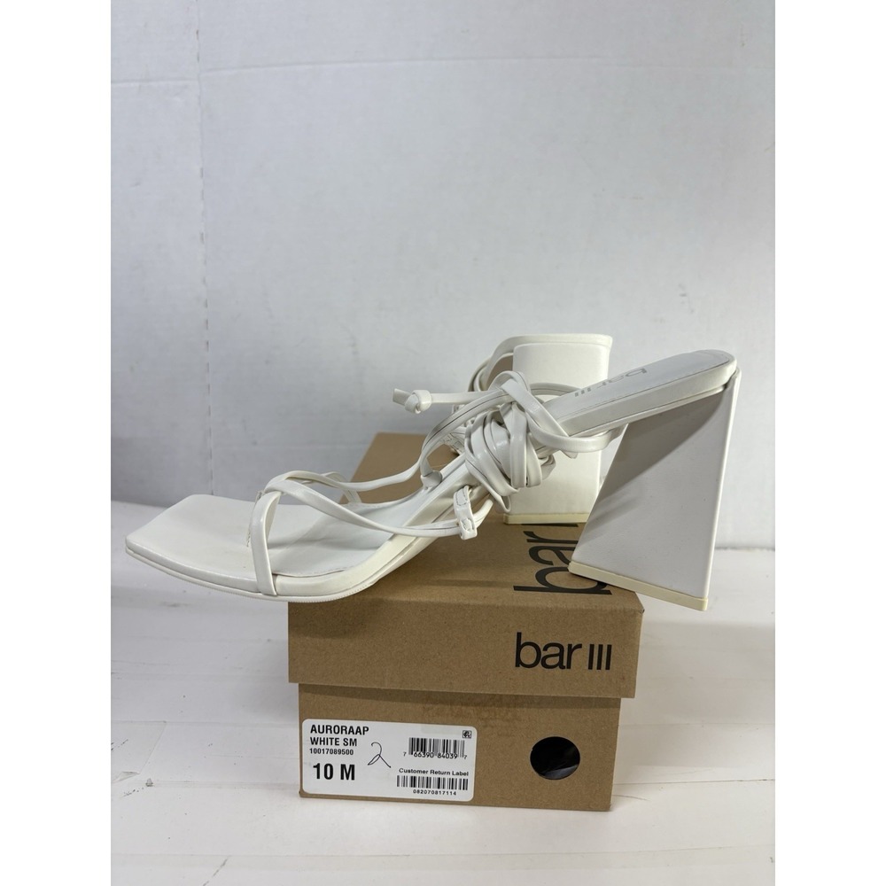 Bar lll Women's Auroraa White Tie Dress Heeled Sandals Gladiator Block Heel 10M - Picture 2 of 9